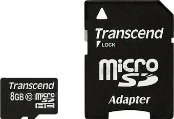 Transcend microSDHC (Class 10) 8GB + адаптер (TS8GUSDHC10)