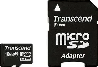 Transcend microSDHC (Class 10) 16GB + адаптер (TS16GUSDHC10)