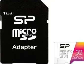 Silicon-Power Elite microSDHC SP032GBSTHBV1V20SP 32GB (с адаптером)