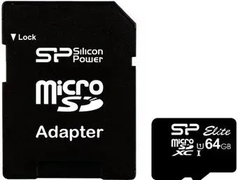 Silicon-Power microSDXC Elite UHS-1 (Class 10) 64 GB (SP064GBSTXBU1V10-SP)