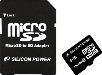 Silicon-Power microSDHC (Class 4) 8 Гб (SP008GBSTH004V10-SP)