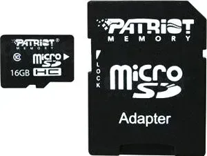 Patriot microSDHC (Class 10) 16 Гб + адаптер (PSF16GMCSDHC10)