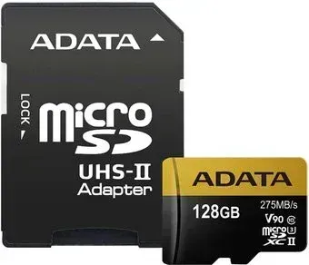 ADATA microSDXC UHS-II 128GB + адаптер [AUSDX128GUII3CL10-CA1]