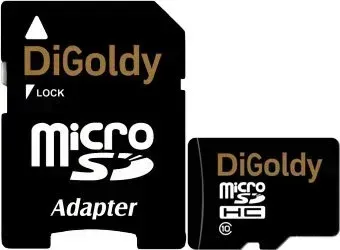DiGoldy microSDHC (Class 10) 16GB + адаптер [DG016GCSDHC10-AD]