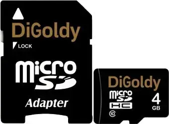 DiGoldy microSDHC (Class 10) 4GB + адаптер [DG004GCSDHC10-AD]