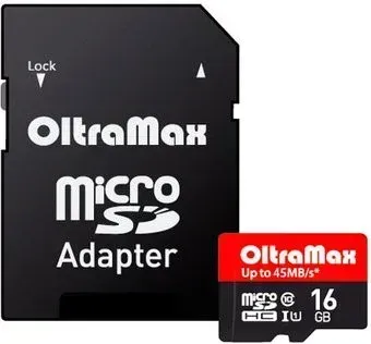 OltraMax Elite OM016GCSDHC10UHS-1-ElU1 microSDHC 16GB (с адаптером)