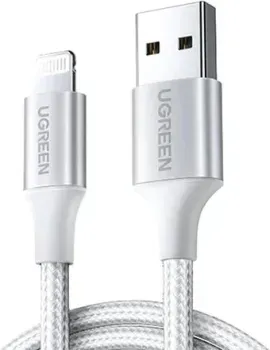 Ugreen US199 60161 USB Type-A - Lightning (1 м, белый/серебристый)