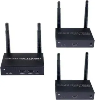 USBTOP HDMI по Wi-Fi до 200 метров, активный, FullHD 1080p, (комплект 1 передатчик + 2 приемника, черный)