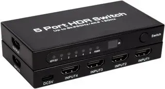 USBTOP 5×1 HDMI 2.1 UltraHD 8K 60Гц, HDCP 2.3, пульт ДУ, активный 559414 (черный)