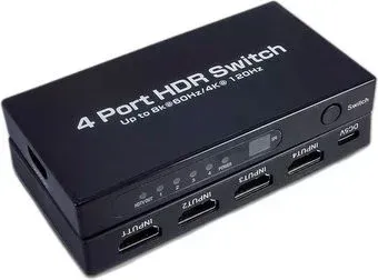 USBTOP 4×1 HDMI 2.1 UltraHD 8K 60Гц, HDCP 2.3, пульт ДУ, активный 559413 (черный)