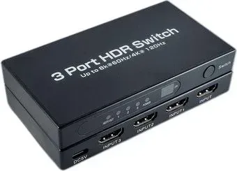 USBTOP 3×1 HDMI 2.1 UltraHD 8K 60Гц, HDCP 2.3, пульт ДУ, активный 559412 (черный)