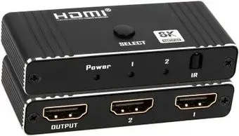 USBTOP 2x1 HDMI 2.1 UltraHD 8K 60Гц, HDCP 2.3, пульт ДУ, Bi-direction 559410 (черный)