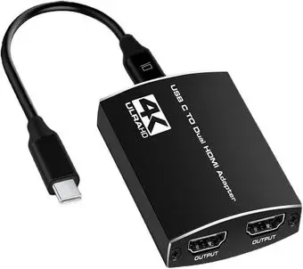 USBTOP USB-C - 2х HDMI 4K 60Гц для двух мониторов, PD + jack 3.5мм 559408 (черный)