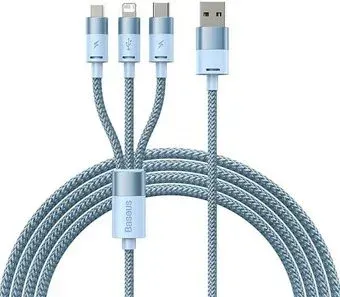 Baseus StarSpeed 1-for-3 Fast Charging Data Cable (1.2 м, голубой)