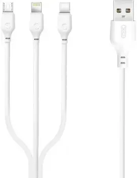 XO NB103 USB Type-A - Lightning/USB Type-C/microUSB (1 м, белый)
