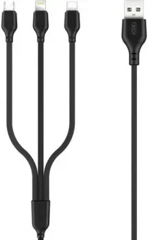 XO NB103 USB Type-A - Lightning/USB Type-C/microUSB (1 м, черный)