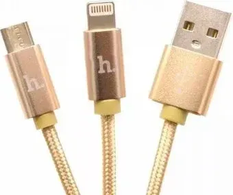 Hoco X2 USB Type-A - Lightning/microUSB (1 м, золотой)