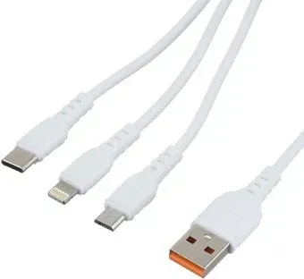 GoPower 00-00022794 USB Type-A - USB Type-C/microUSB/Lightning (1 м, белый)