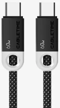 Cabletime 60W USB Type-C - USB Type-C (2 м, черный)