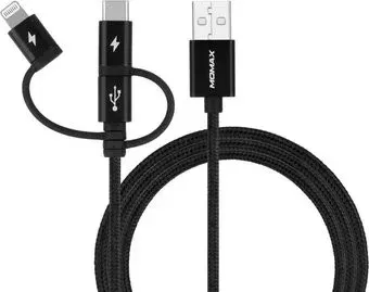 Momax DX1D OneLink 3-in-1 USB Type-A - Lightning/microUSB/USB Type-C (1 м, черный)