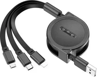 USBTOP USB Type-A - USB Type-C/Lightning/microUSB (1 м, черный, с боксом для скрутки)