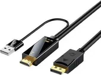 USBTOP HDMI - DisplayPort - USB UltraHD 4K (1.8 м, черный)
