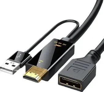 USBTOP HDMI - DisplayPort - USB UltraHD 4K (0.17 м, черный)