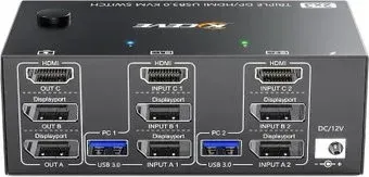 USBTOP 2х3 HDMI/DisplayPort 8K USB3.0