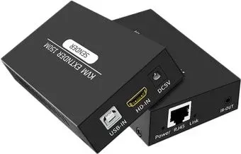 USBTOP HDMI USB по витой паре RJ45 UTP (LAN) до 150 метров, без креплений, FullHD 1080p (1 приемник, 1 передатчик)