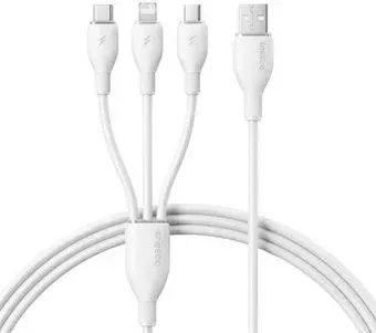 Baseus Ultra-Fast One-for-Three USB Type-A - microUSB/USB Type-C/Lightning (1.3 м, белый)