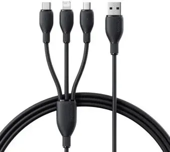 Baseus Ultra-Fast One-for-Three USB Type-A - microUSB/USB Type-C/Lightning (1.3 м, черный)