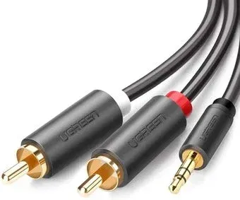 Ugreen AV102 10772 3.5 мм - 2 RCA (1 м, серый)