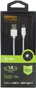 CACTUS USB Type-A - USB Type-C CS-USB.A.USB.C-1.8 (1.8 м, белый)