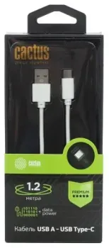 CACTUS USB Type-A - USB Type-C CS-USB.A.USB.C-1.2 (1.2 м, белый)