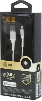 CACTUS USB Type-A - Lightning CS-LG.USB.A-0.8 (0.8 м, белый)