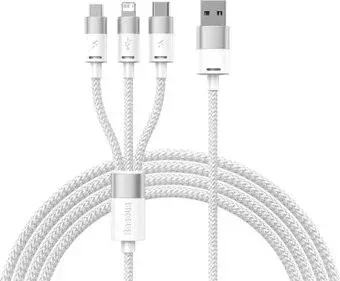 Baseus One-For-Three Fast Charging Data Cable 3.5A USB Type-A - USB Type-C/microUSB/Lightning (1.2 м, белый)