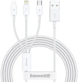 Baseus Superior Series Fast Charging USB Type-A - USB Type-C/microUSB/Lightning (1 м, белый)