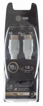 CACTUS HDMI - HDMI CS-HDMI.2.1-1.8 (1.8 м, серебристый)