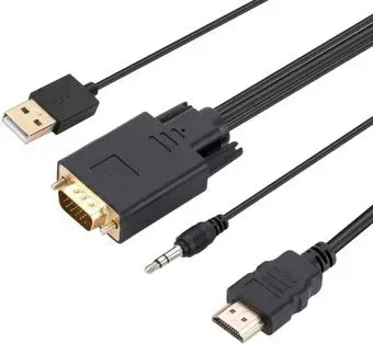 USBTOP HDMI - VGA - 3.5 mm - USB Type-A (1.8 м, черный)