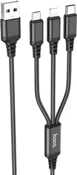 Hoco X76 USB Type-A - microUSB/USB Type-C/Lightning (1 м, черный)
