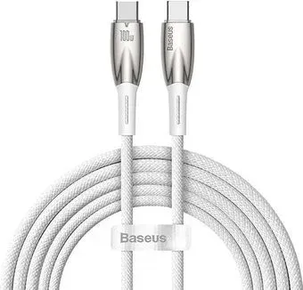 Baseus Glimmer Series Fast Charging Data Cable USB Type-C - Type-C 100W CADH000702 (1 м, белый)