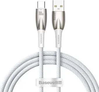 Baseus Glimmer Series Fast Charging Data Cable USB Type-A - Type-C 100W CADH000402 (1 м, белый)