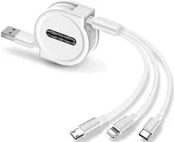 USBTOP USB Type-A - USB Type-C/Lightning/microUSB (1 м, белый, с боксом для скрутки)