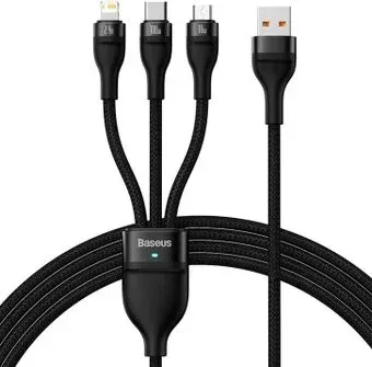 Baseus CASS030001 USB-A - USB-C, microUSB, Lightning (1.2 м, черный)