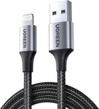Ugreen US199 60156 USB Type-A - Lightning (1 м, черный/серый)