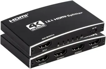 USBTOP 1x4 HDMI 2.0 PRO UltraHD 4K 60Гц, 18.5 Гбит/c 559405 (черный)