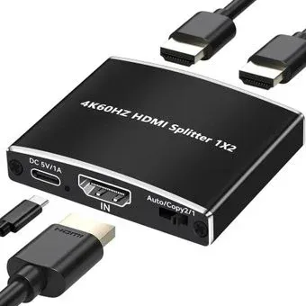 USBTOP 1x2 HDMI 2.0 PRO UltraHD 4K 60Гц, 18.5 Гбит/c 559404 (черный)