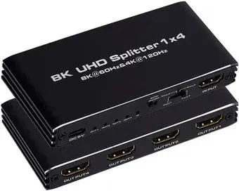 USBTOP 1x4 HDMI UltraHD 8K 60Гц / 4K 120Гц, до 48 Гбит/c 559396 (черный)