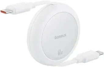 Baseus Free2Pull Mini Retractable Charging Cable 60W USB Type-C - USB Type-C (1 м, белый)