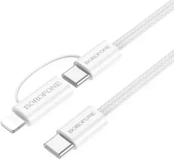 Borofone BX104 USB Type-C - USB Type-C/Lighting (1 м, белый)